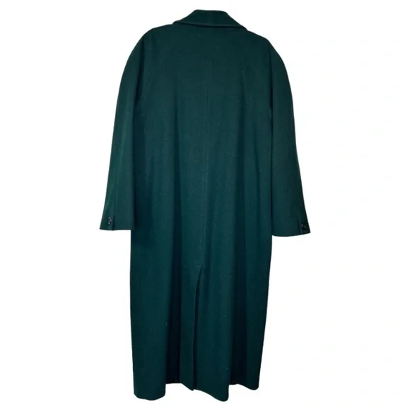 Vintage Wool Coat Long Green Notched Lapel International Scenelined size 16